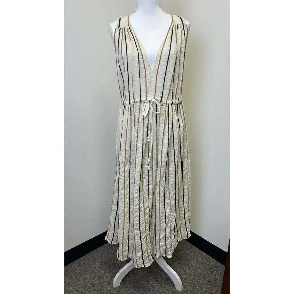 Three Graces London Striped Cotton Midi Dress 10 Beach Resortwear EuroSummer - Picture 3 of 16